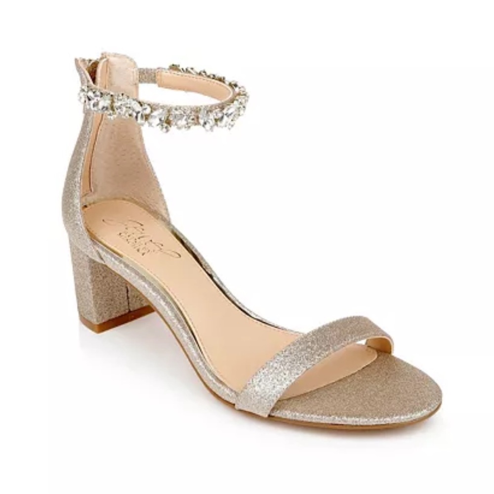 Badgley Mischka Catalina Gold Ankle Strap Heeled Sandal